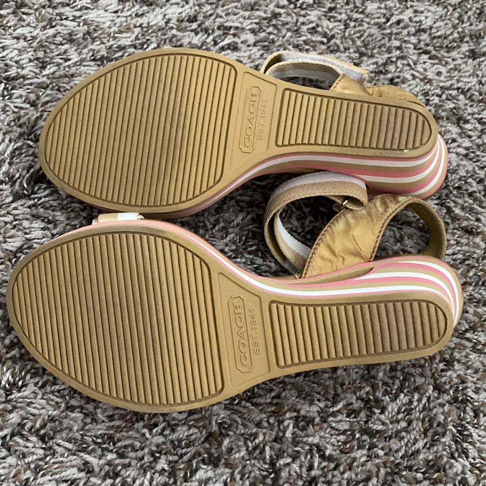 COACH Mylar Stripe Wedge Sandal Platform Heels size 8 1/2 M - Picture 6 of 10